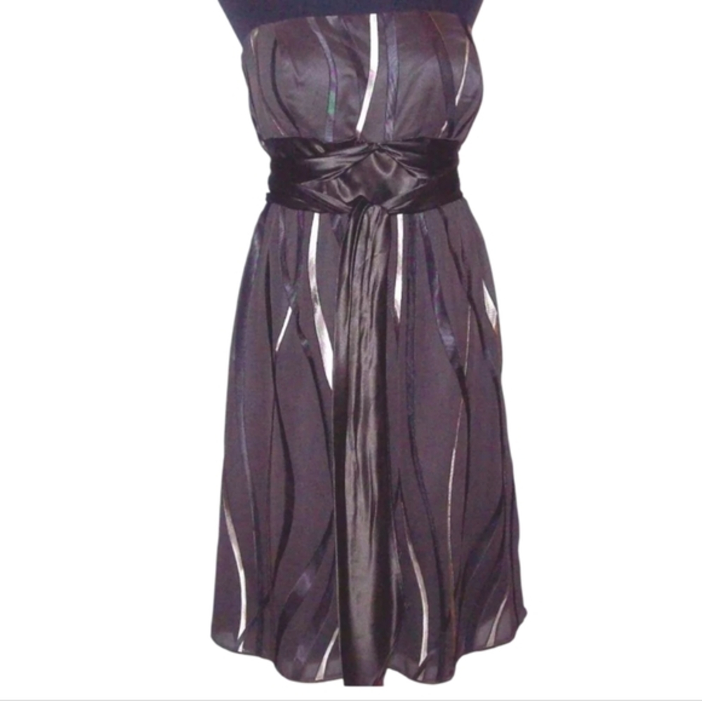 Antonio Melani Brown and Cream Halter Party Cocktail Dress Size 6 New